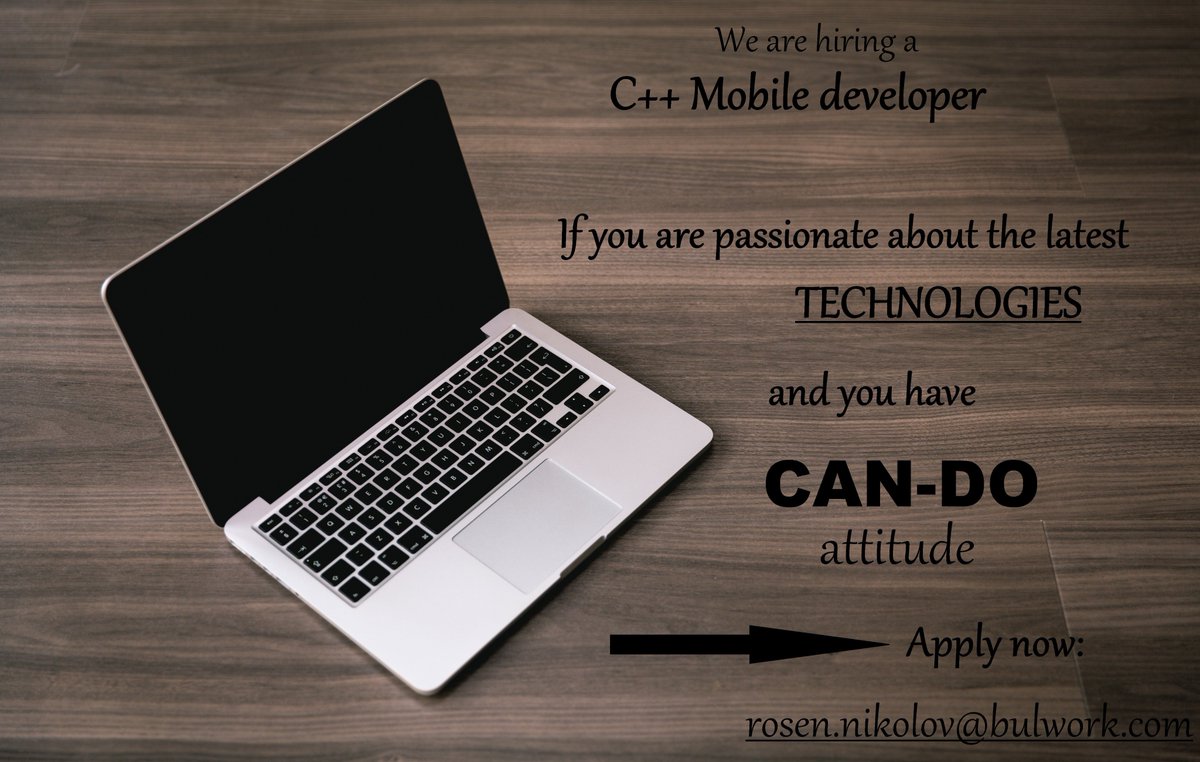 bulwork's tweet photo. We are looking for #positive #cplusplus #developers
👉 https://t.co/22oEJETBBH
Don't hesitate to contact us!🌟#applynow #Bulwork #opportunity https://t.co/y1wzdZ1W2G