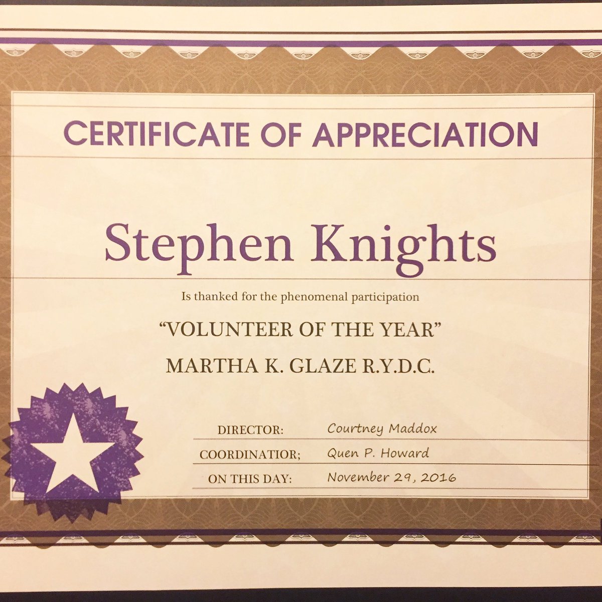 JudgeKnights's tweet photo. #Volunteer #recognition for #service to our #youth at Martha K. Glaze #RYDC #KnightsInTheCommunity #KnightsLegalDotCom #KnightsLaw https://t.co/g1B8syNELJ