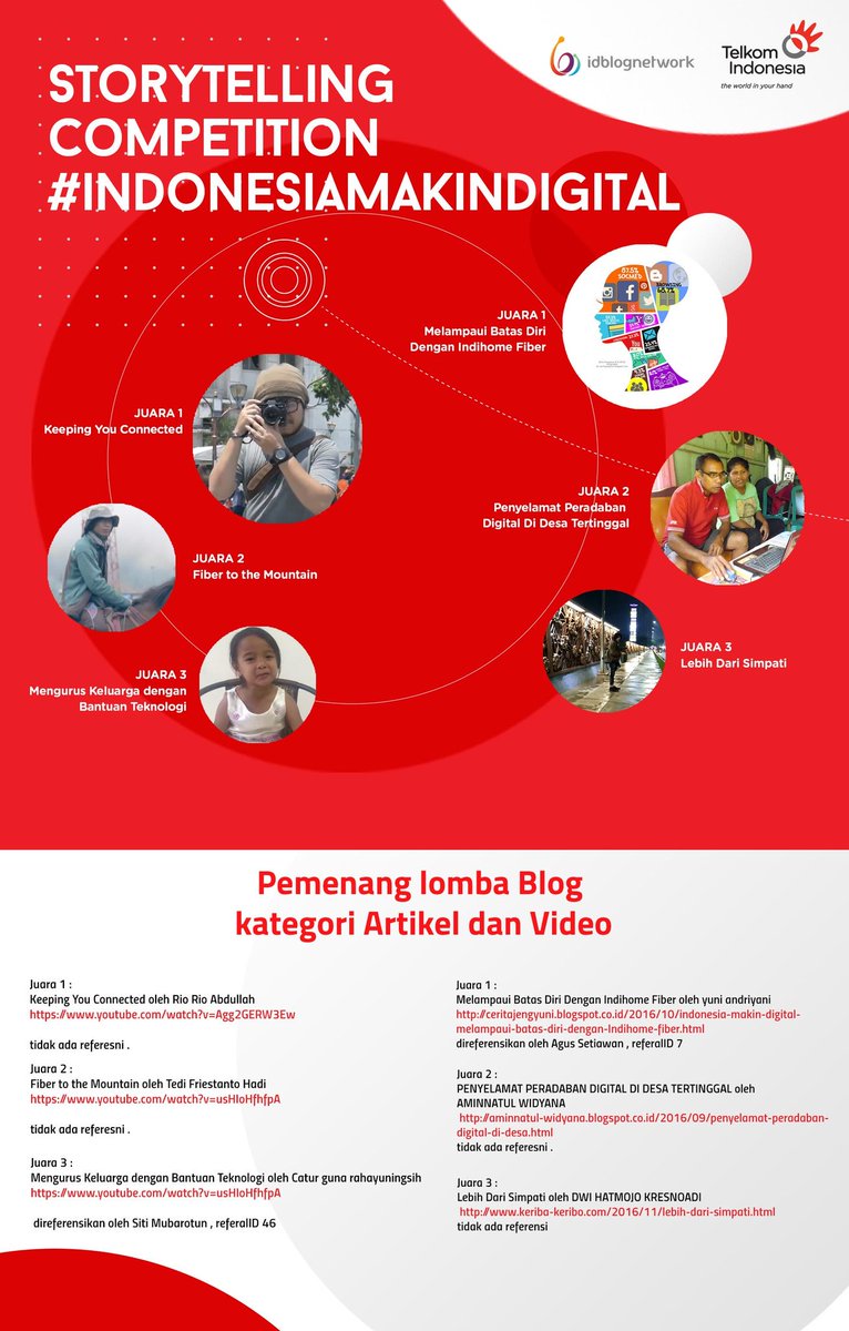 Selamat kepada semua pemenang #IndonesiaMakinDigital dari <a href="/TelkomIndonesia/">Telkom Indonesia</a> untuk hadiah akan dihubungi oleh kami.