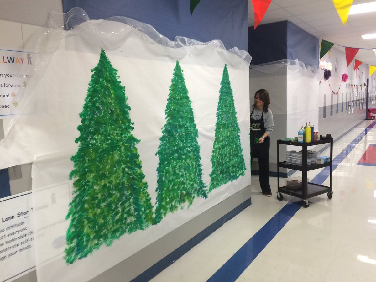 LSE_Mrs_Mason's tweet photo. Our Winter Wonderland is looking amazing!  We have the best Art teacher!  Thanks for making our trees look amazing!! https://t.co/wrXX6Ysnb4