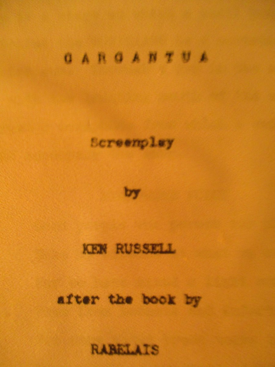Unmade screen gems:
Ken Russell's GARGANTUA
#Rabelais #HereBeGiants #Boozy #Bawdy