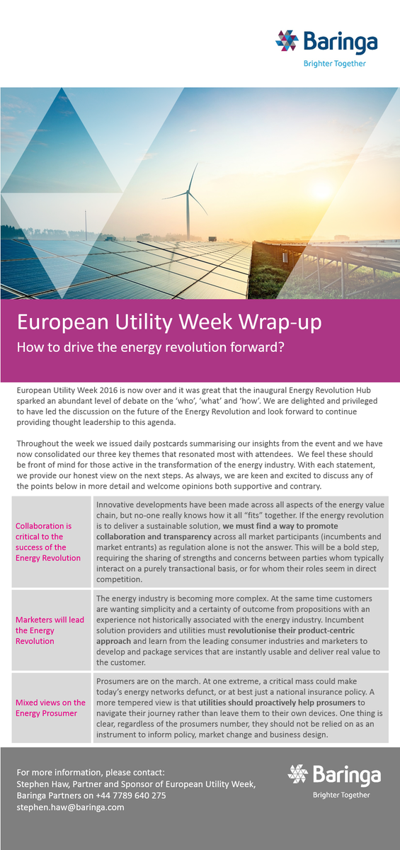 Baringa's tweet photo. Check out our wrap up on driving the #energyrevolution forward from #EUW2016: https://t.co/59HgCYHV0b https://t.co/icbX7e5M6c