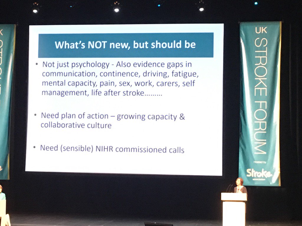 bridgesselfmgmt's tweet photo. Prof Audrey Bowen highlights evidence gaps in stroke self-management: we're on it! @KUStGeorges #uksf16 @JonesFio https://t.co/6x6eKMkcPL