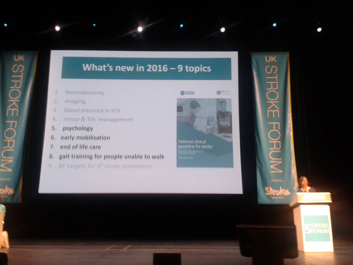 TheStrokeAssoc's tweet photo. Prof @draudreybowen talks rehab in latest National clinical guideline for stroke. Rehab not just therapy or for Xmas! @RCPLondon #uksf16 https://t.co/q0OZIJsnL2