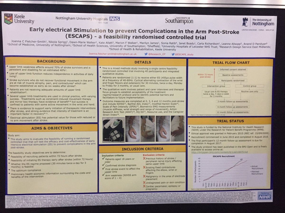 Research_OT's tweet photo. @ESCAPS_study ongoing trial poster is on display on poster board OG045 in the #UKSF16 exhibition hall. Come &amp; find out more about the study https://t.co/4nfTe7UD8c