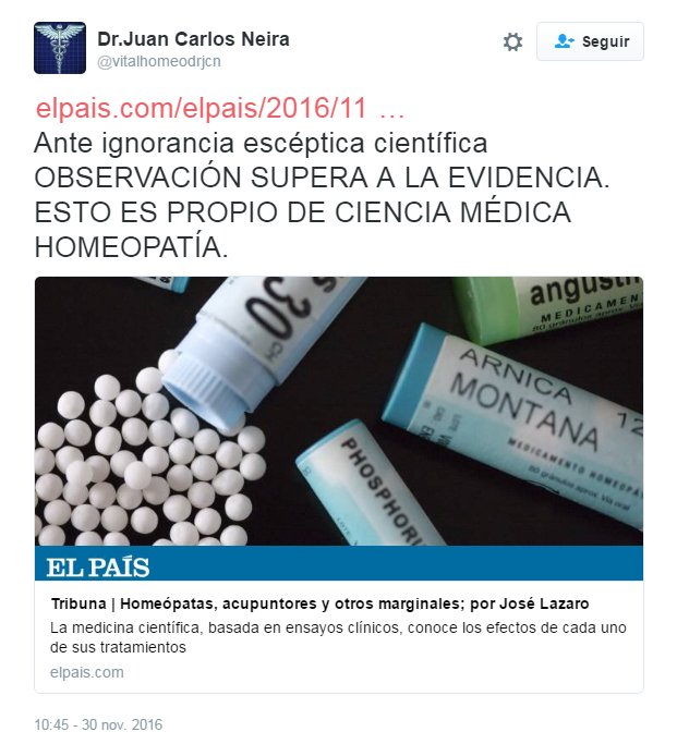 Ante ignorancia escéptica científica OBSERVACIÓN SUPERA A LA EVIDENCIA. ESTO ES PROPIO DE CIENCIA MÉDICA HOMEOPATÍA.