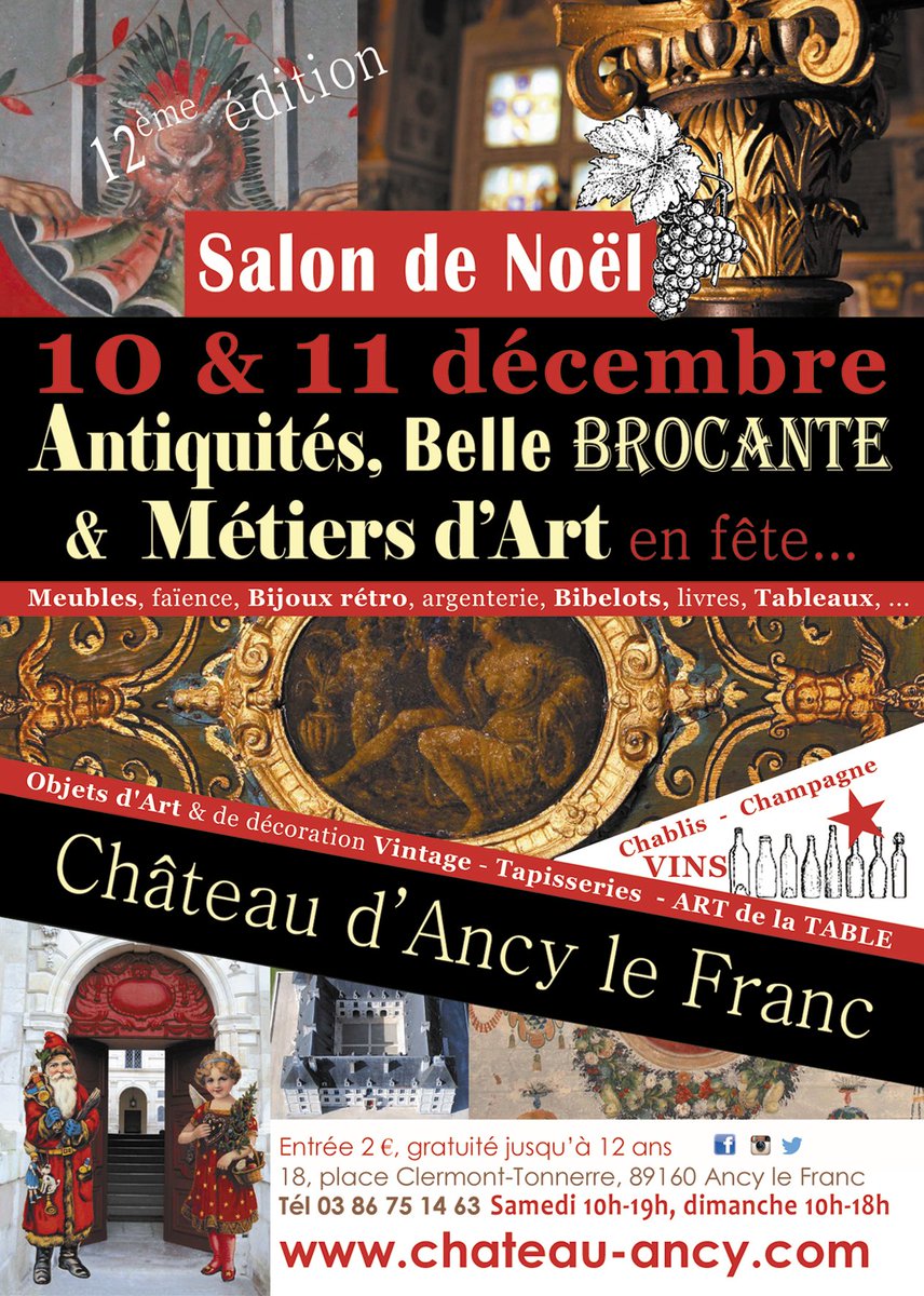 Soyez les bienvenus au #Château d'Ancy le Franc 10-11/12 #Noel2016 
#Antiquités Belle #Brocante #Métiersdart en fête chateau-ancy.com/fr/antiquites-…