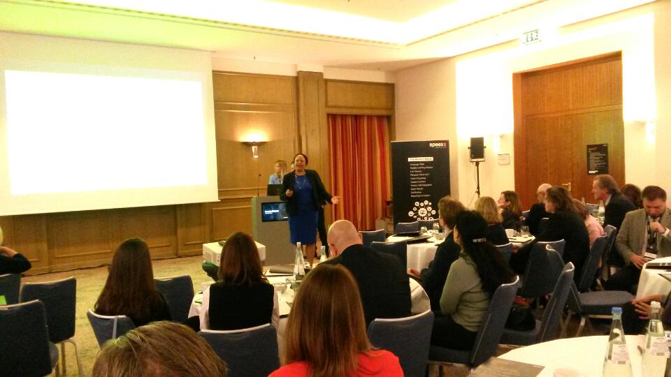 LuciaScurei's tweet photo. #SpeexxExchange: @brenda_barbour from @WorldBank talking about #training and #management for a #global workforce #oeb16 https://t.co/LNrdSOP14e