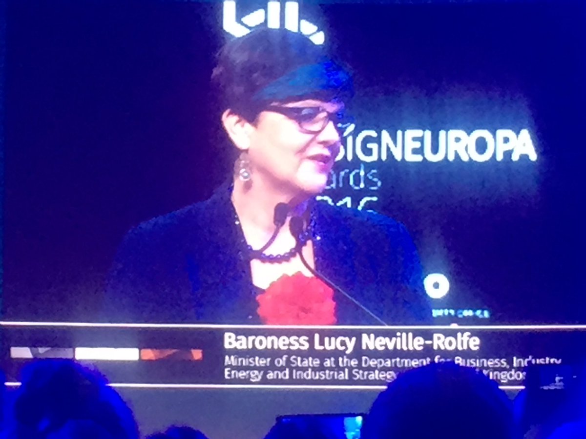 islingtonkate's tweet photo. Baroness Neville-Rolfe, Minister for IP, speaking at the DesignEuropa Awards in Milan today. @CITMAuk https://t.co/O0DjkaNsU3