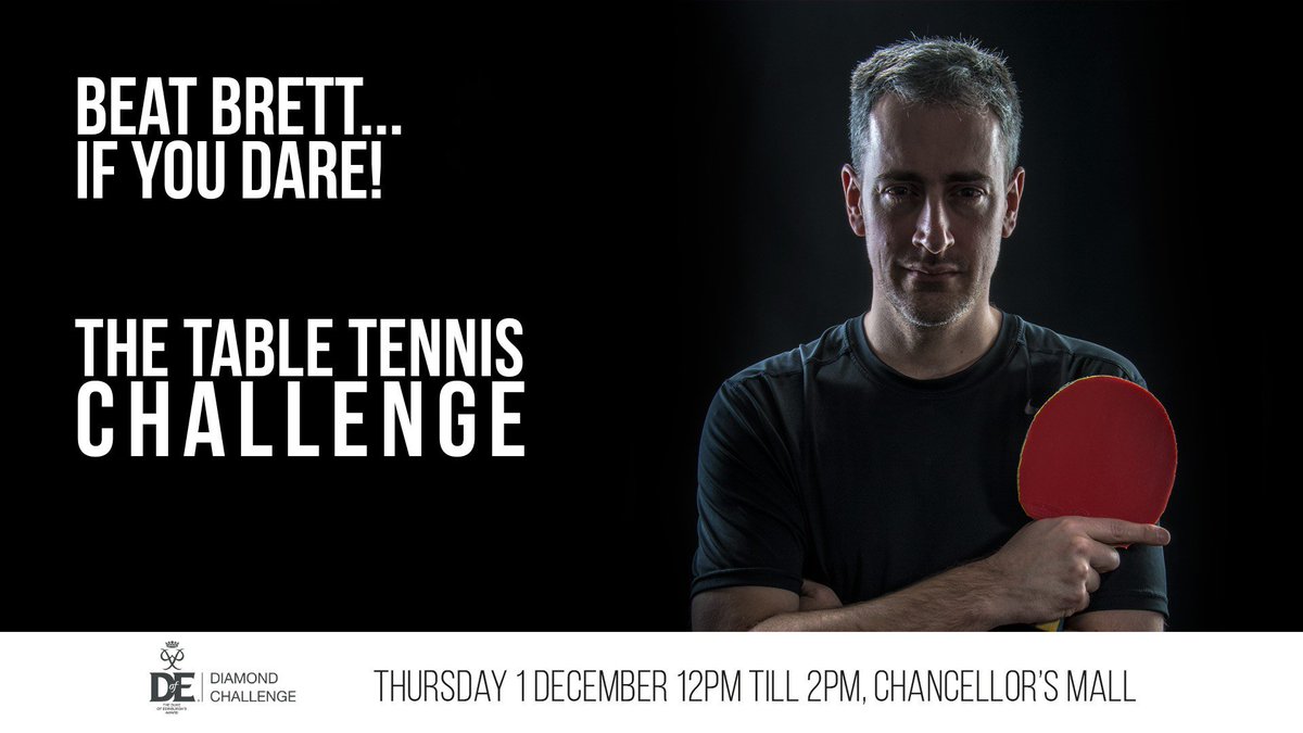 Uni_GreaterMcr's tweet photo. Can you beat our table tennis champion? Challenge yourself tomorrow in Chancellor's Mall for a chance to win a prize. #12DaysOfChallenges https://t.co/n9G3MgJ6Ni