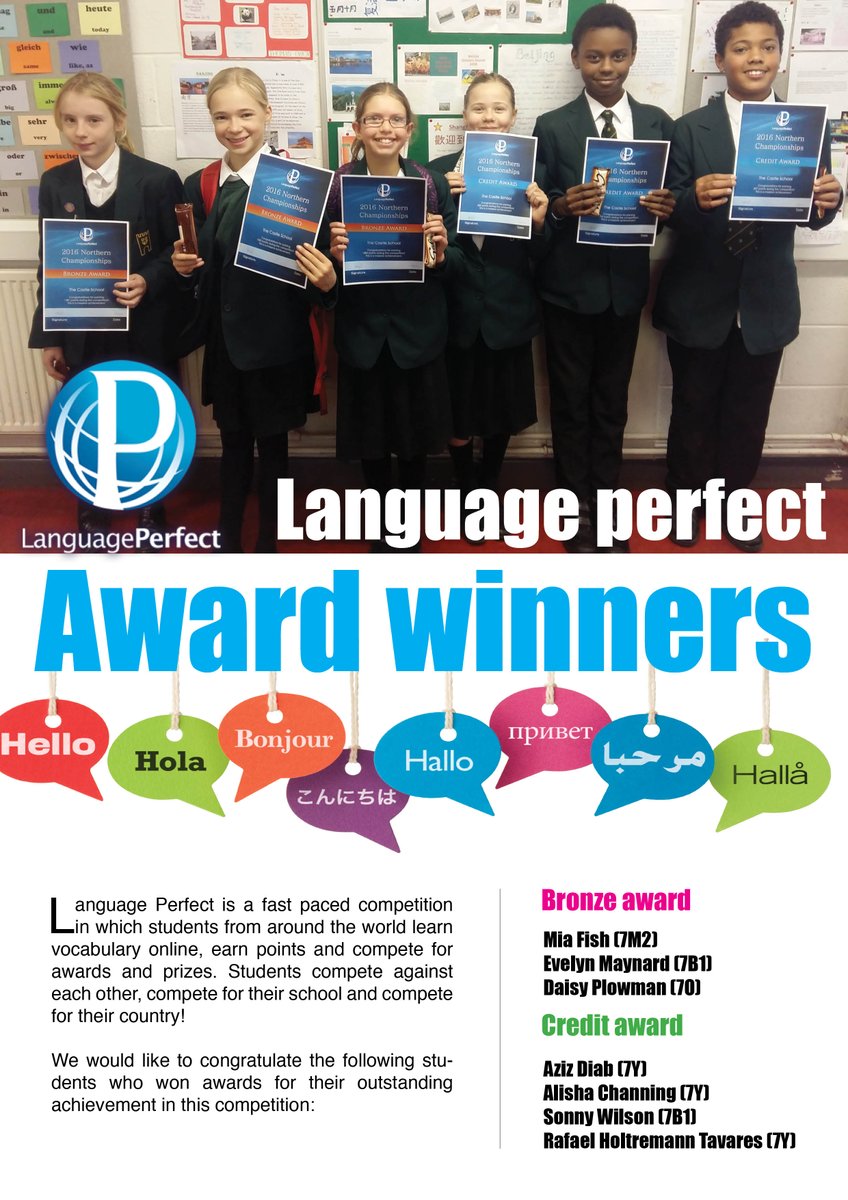TheCastleSchool's tweet photo. Congratulations to our Language Perfect winners @educationperf #languageperfect https://t.co/HpDdjUgLne