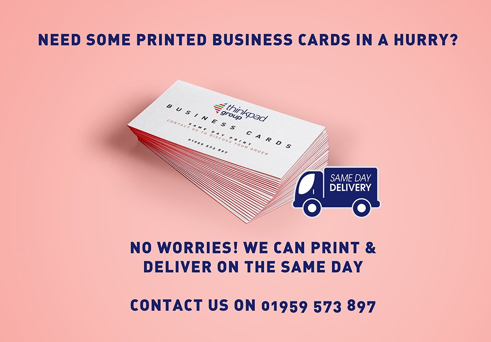 Thinkpad_Print's tweet photo. We can print & deliver most short run items on the same day, to discuss your order call 01959 573 897 #SameDayPrint #BizCards #BeckBromFL https://t.co/5PaZ5s5mcK