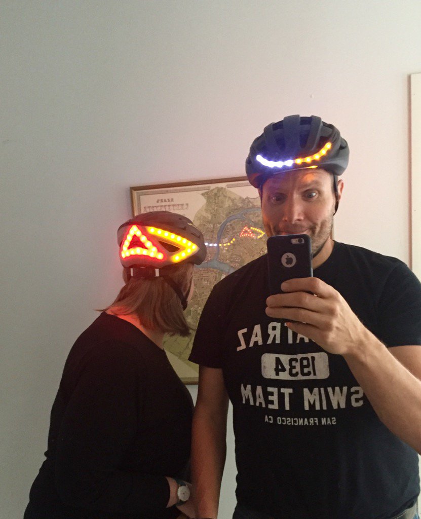 Laskimaija's tweet photo. We both got our @lumoshelmet today!!! Blink blink! #cycling https://t.co/8vyVWOTybS