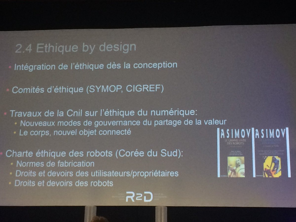 Pem's tweet photo. #EthicByDesign & Concevoir des #robots digne... @A_Bensoussan #R2D2016 https://t.co/sjlFT0MH09