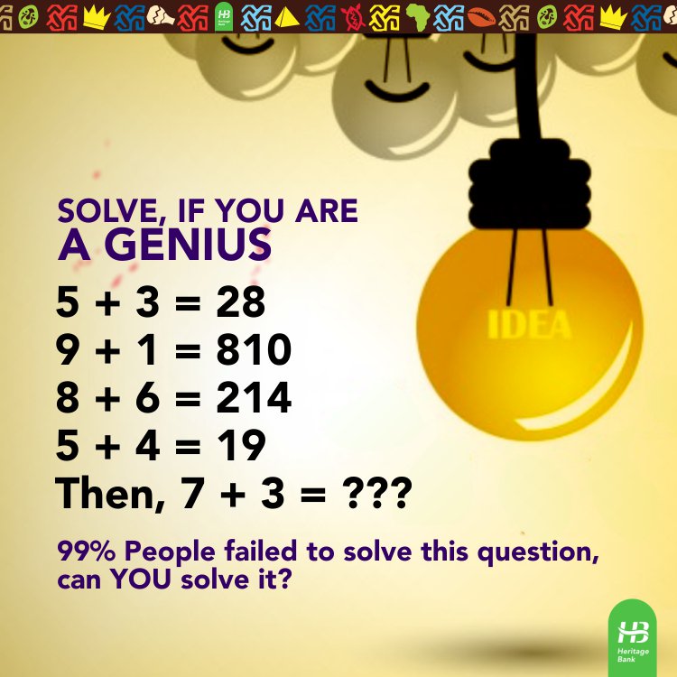 heritagebankplc's tweet photo. It's time for another #TriviaTeaser!
Answer this if you're smart .
#TriviaTeaser
#HeritageBank
#TimelessWealthPartner https://t.co/Pv52LQh2oN