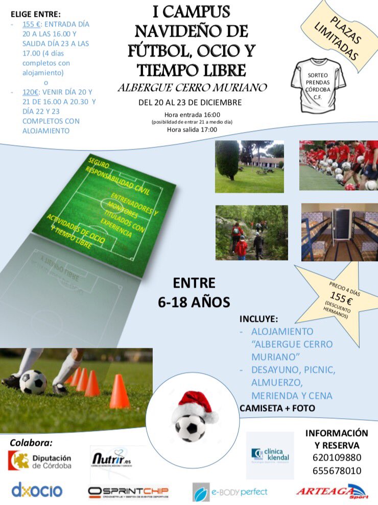 FilipidesTriano's tweet photo. CAMPUS NAVIDEÑO DE FÚTBOL, OCIO Y TIEMPO LIBRE. AlbergueCERRO MURIANO
Aumentamos las EDADES ENTRE 6️⃣ y 1️⃣8️⃣ AÑOS
INFO:620109880/655678010 https://t.co/TLhkazgBQw