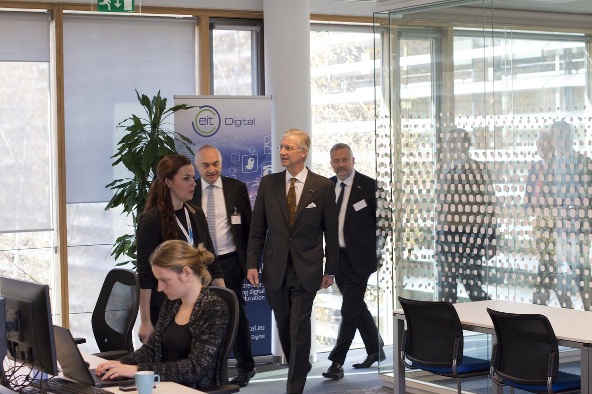 28DGTL's tweet photo. King Philippe &amp; Queen Mathilde @MonarchieBe visit EIT Digital premises #Eindhoven @HolstCentre today. #BELNL2016 https://t.co/UQMH7VFDSV
