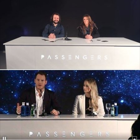 DarwinVerne's tweet photo. ¿Encuentras las 7 diferencias? Esta mañana en la rueda de prensa de @PassengersMovie de @sonypictures_es #PassengersMovie https://t.co/AHsUfjbLTl
