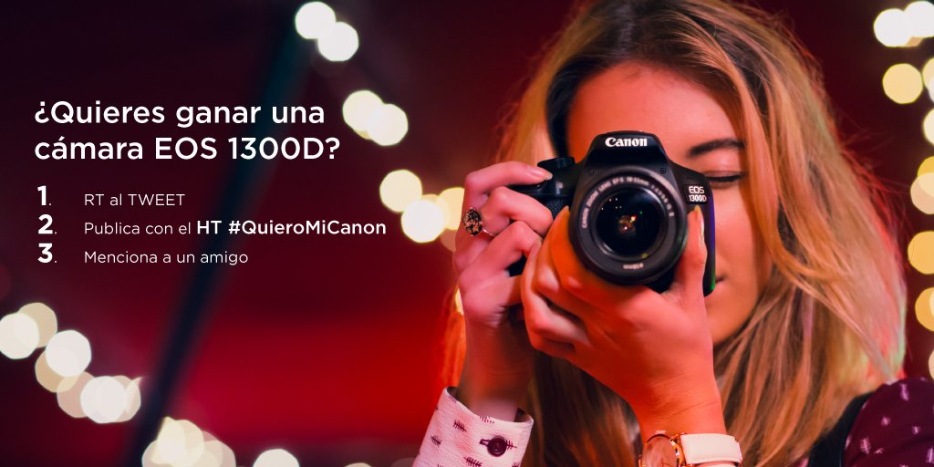 CanonEspana's tweet photo. 📷SORTEO DE UNA EOS 1300D📷

1. RT al TWEET
2. Publica con el HT #QuieroMiCanon
3. Nomina a un amigo

Más info en 👉 https://t.co/xTxGGDuVT2 https://t.co/DdF4TRRUua
