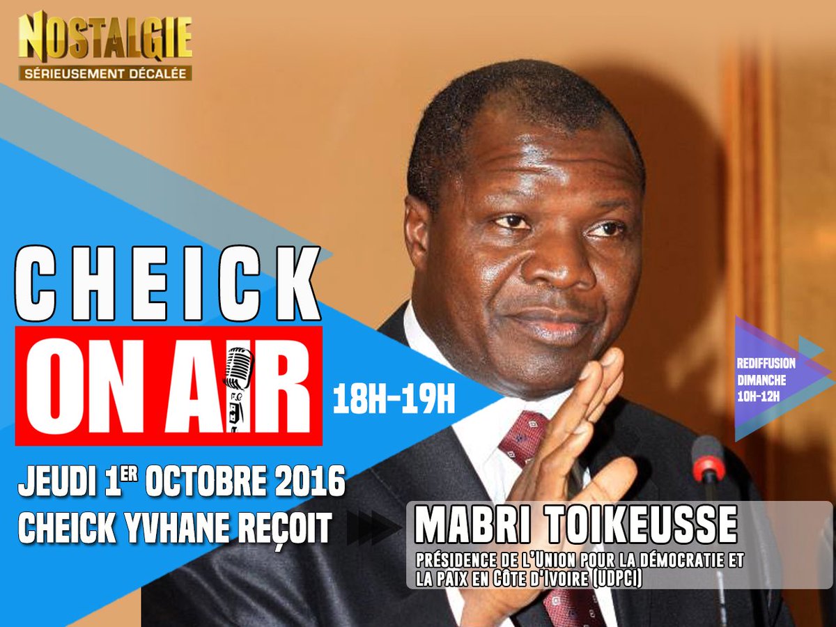 Cheickyvhane's tweet image. Je reçois pour vous ce jeudi MABRI TOIKEUSSE dans #CHEICKONAIR sur @NostalgieAbj