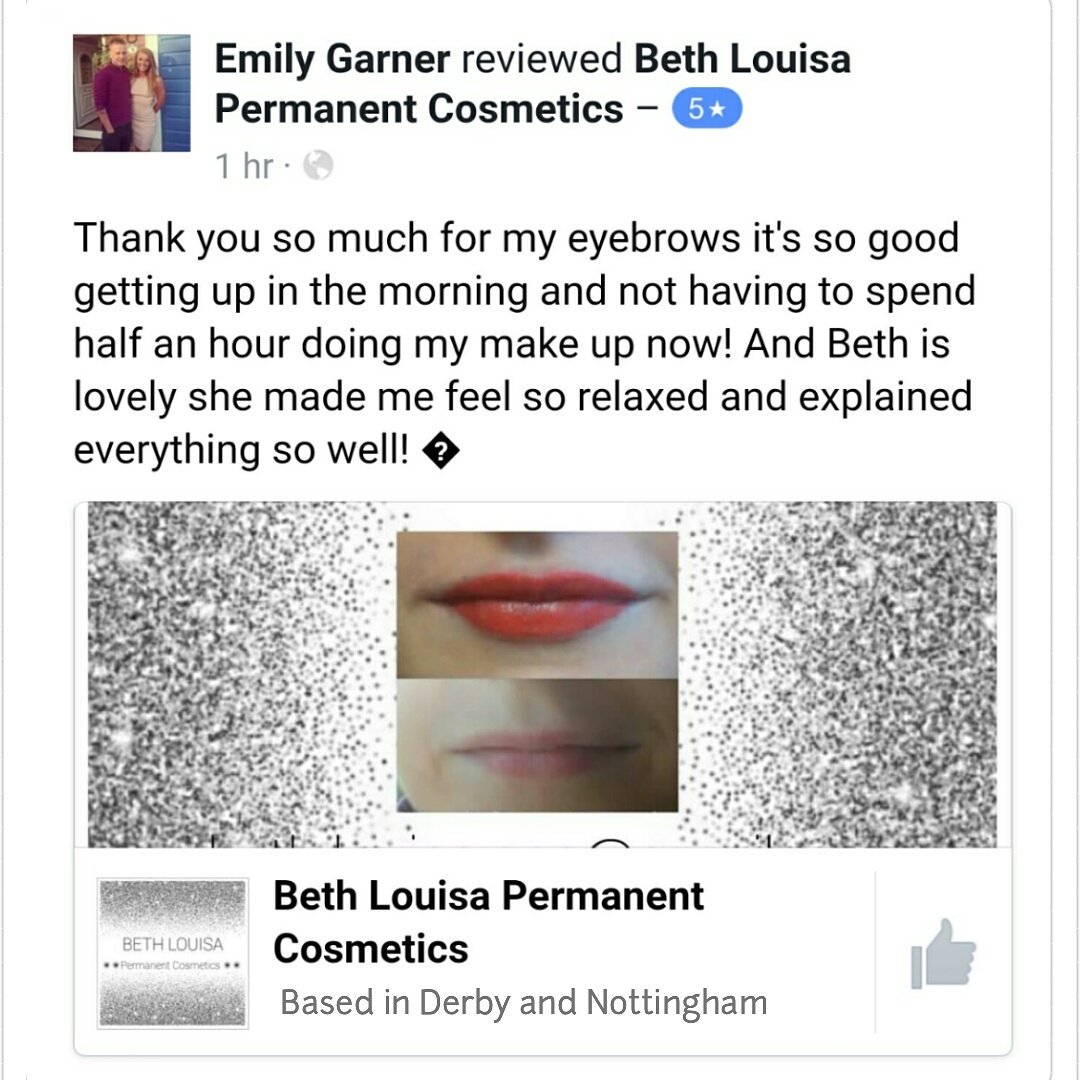 It's great to receive reviews like this from my lovely clients #permanentmakeup #cosmetictattoo #browconfidence #derbyis #WestBridgford