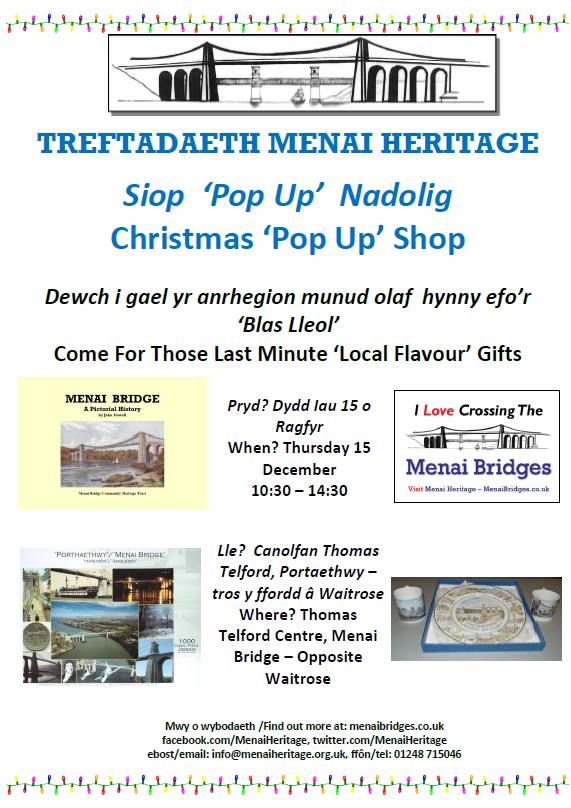 MenaiHeritage's tweet photo. Get your local Menai Heritage Christmas gifts at our pop-up shop, 15 Dec, Telford Centre - books, DVDs, jigsaws, mugs, plates, prints, etc. https://t.co/RfPQbGnJFB