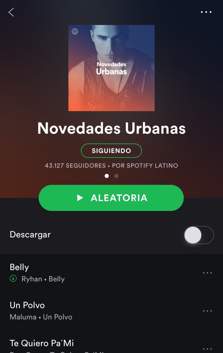 #Belly de <a href="/Ryhanoficial/">Ryhan™</a> ya es #1 en la playlist #NovedadesUrbanas de @SpotifyLatino. #Gracias!