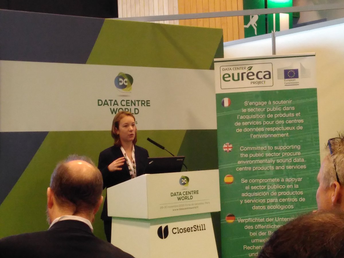 GreenITAms's tweet photo. Green IT Amsterdam's @Jucay56 in action for the @EURECAproject at @DCW_Paris @DataCentreWorld #GreenITWeek #datacenter #Sustainability https://t.co/R6bOusVYXb
