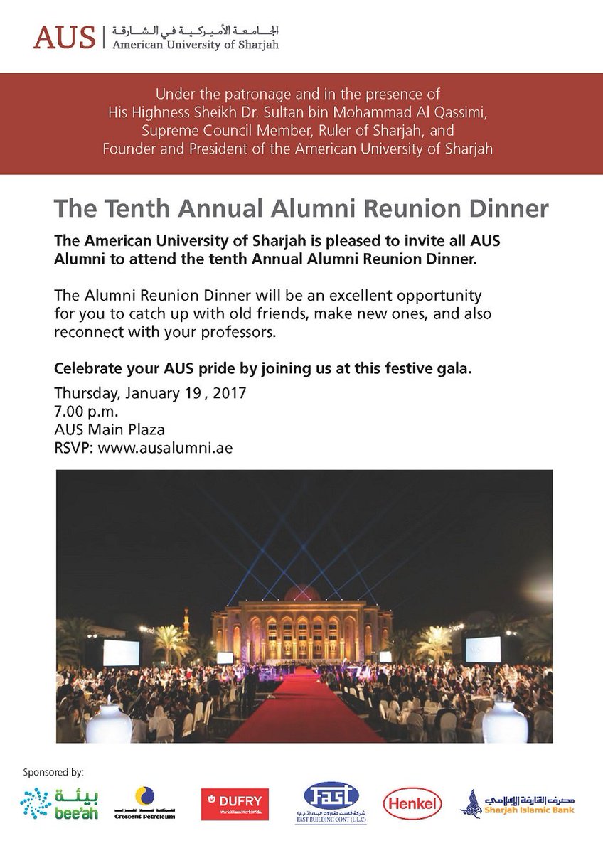 AUSharjah's tweet image. 10th AUS Alumni Reunion Dinner