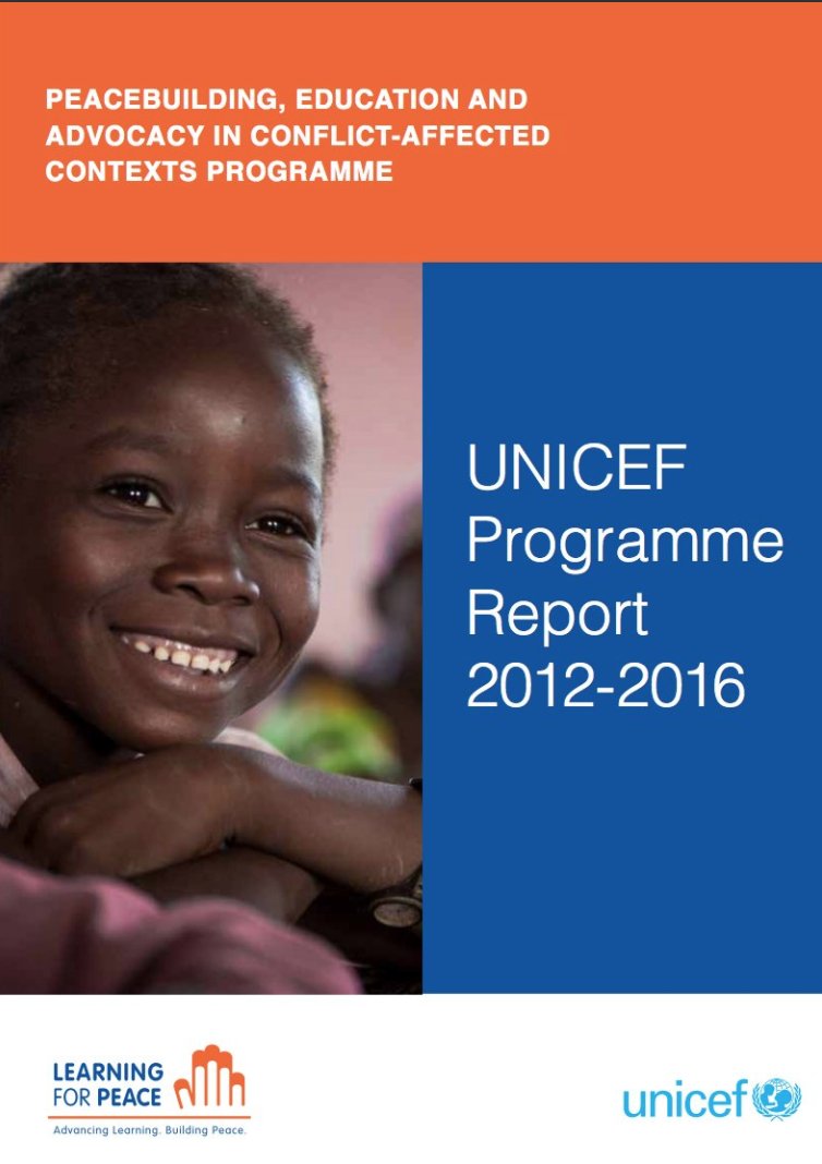 UNICEFEducation's tweet photo. REPORT: #PBEA sums up processes, results & learning occurring in 14 countries w/in 5 yrs of #Learning4Peace program: https://t.co/thjJD8iBWH https://t.co/MgrXqzlsc2