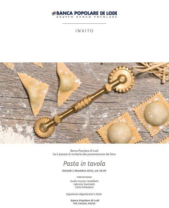 Domani sera a Lodi presento il libro-strenna sulla pasta che ho curato per @bancopopolare e <a href="/SagepEditori/">Sagep Editori</a>. Oggi su <a href="/ilCittadinoLodi/">il Cittadino di Lodi</a>