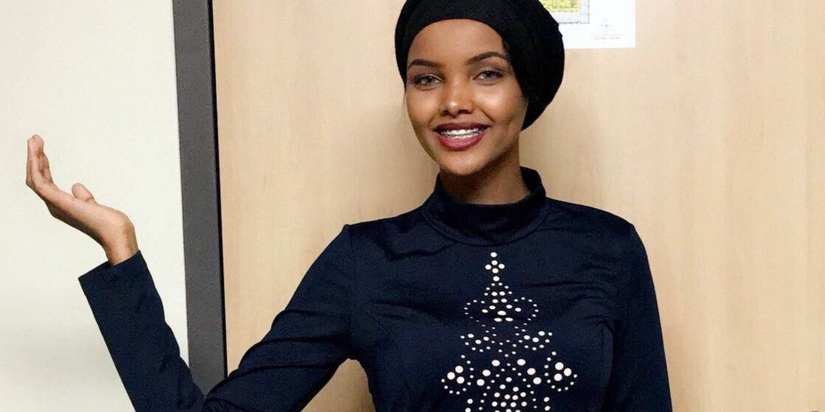 HuffPostRelig's tweet photo. Halima Aden becomes first Miss Minnesota contestant to compete in hijab and burkini https://t.co/ufGbZcTs0c https://t.co/lHgtBbCRCX