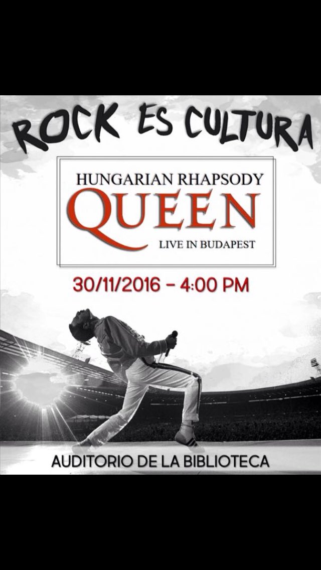 CEAC_UCABG's tweet photo. 🤘🏼🤘🏼🤘🏼🤘🏼🤘🏼 ¡EL ROCK ES CULTURA! HOY estaremos reproducción en el auditorio, el concierto de Queen en BUDAPEST🔈🔈🔈🔈🔈 ¡ASISTE! https://t.co/3yZLaB2Fjn