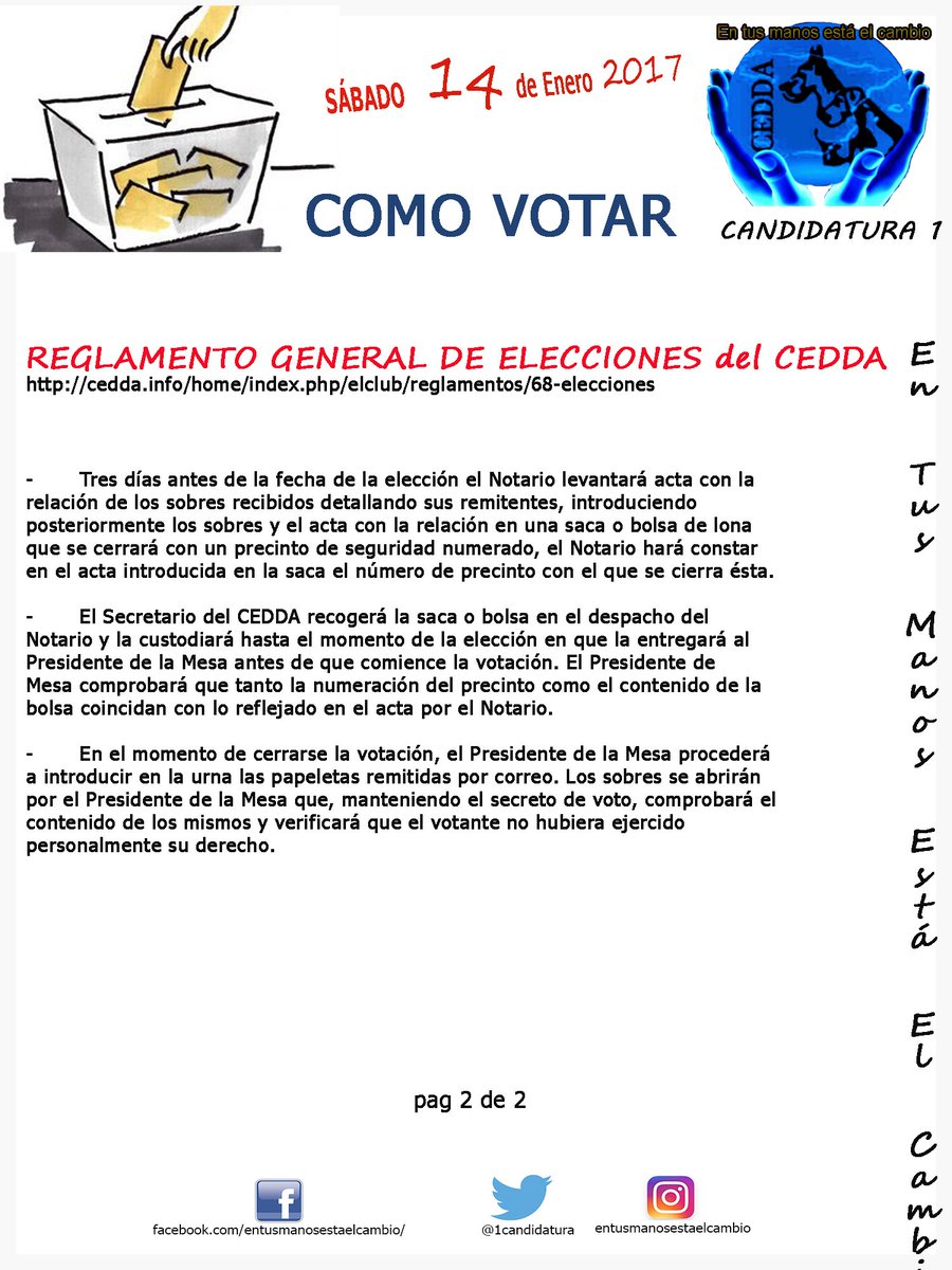 1candidatura's tweet photo. "COMO VOTAR" https://t.co/WjjvZu4qZd
Si s correo postal hazlo x correo certificado,en cuenta las fechas,navidades puede NO LLEGAR A TIEMPO. https://t.co/txPyH06zak