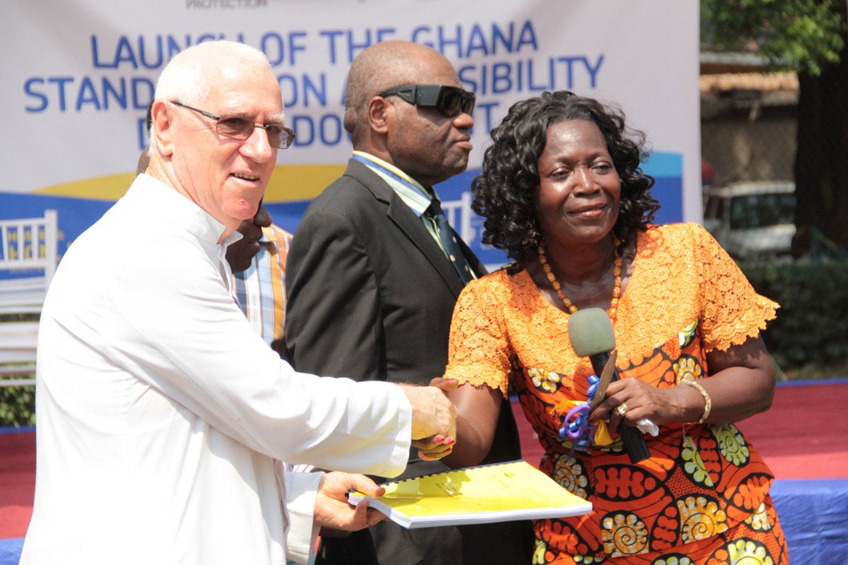 MoGCSP_Ghana's tweet photo. Hon. Sowah is now joined by representatives from partner organizations and Father Campbell to launch the document.
#Accessibility4Disability https://t.co/TpIlvOcS0J