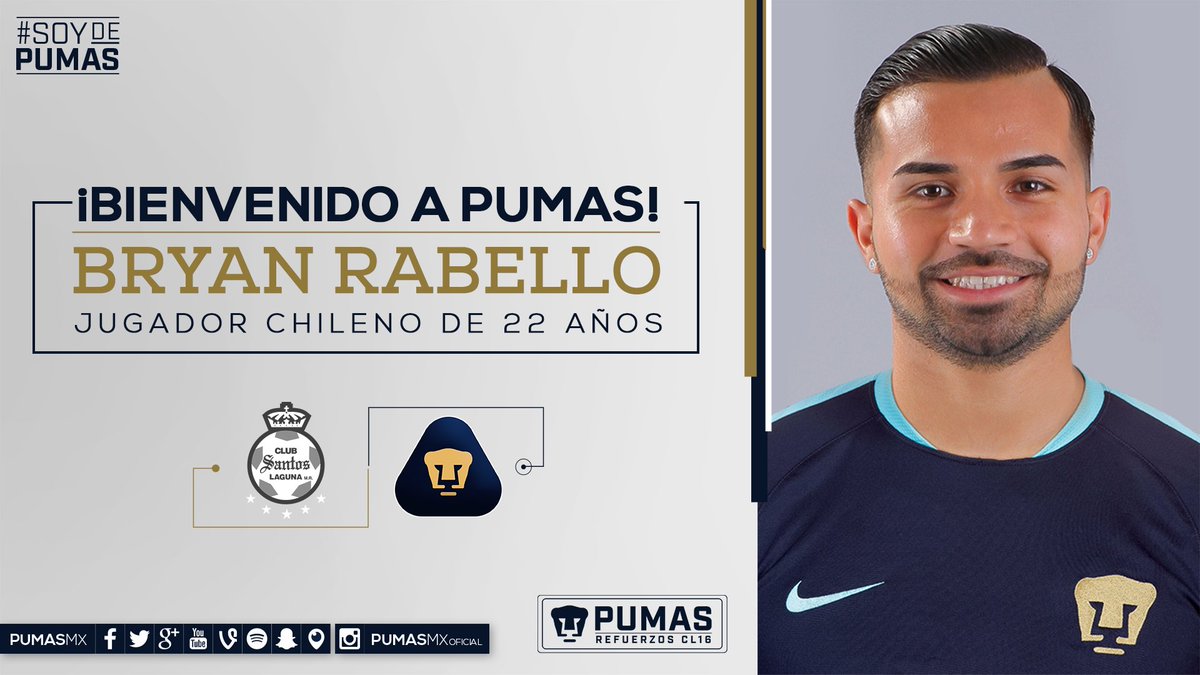 PumasMX's tweet photo. ¡Bienvenido, Bryan! 
#SoyDePumas https://t.co/QCfSvtqbo9
