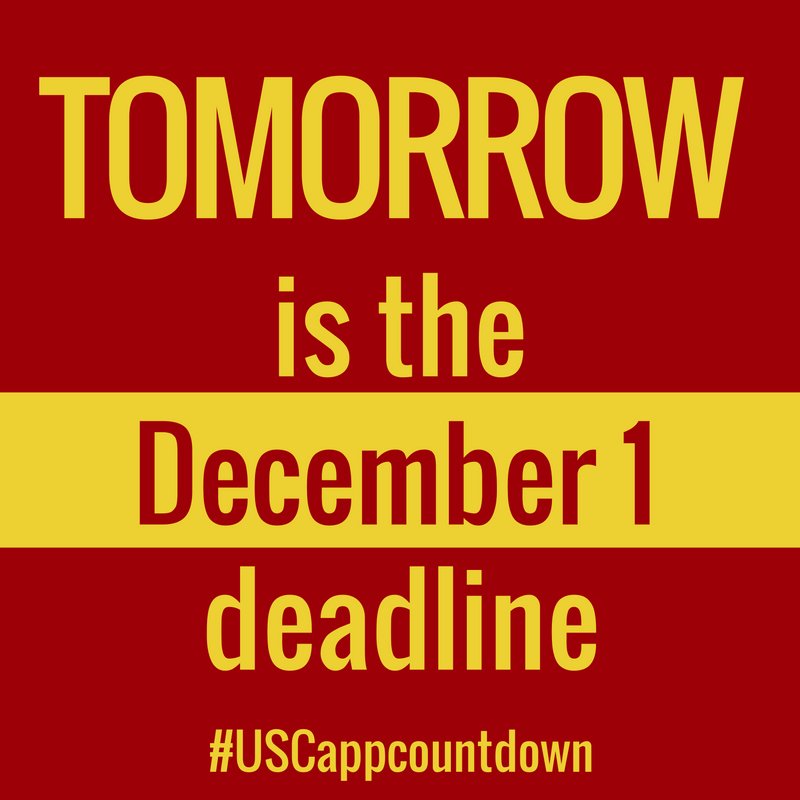 USC Admission on Twitter "The December 1st deadline is TOMORROW! 