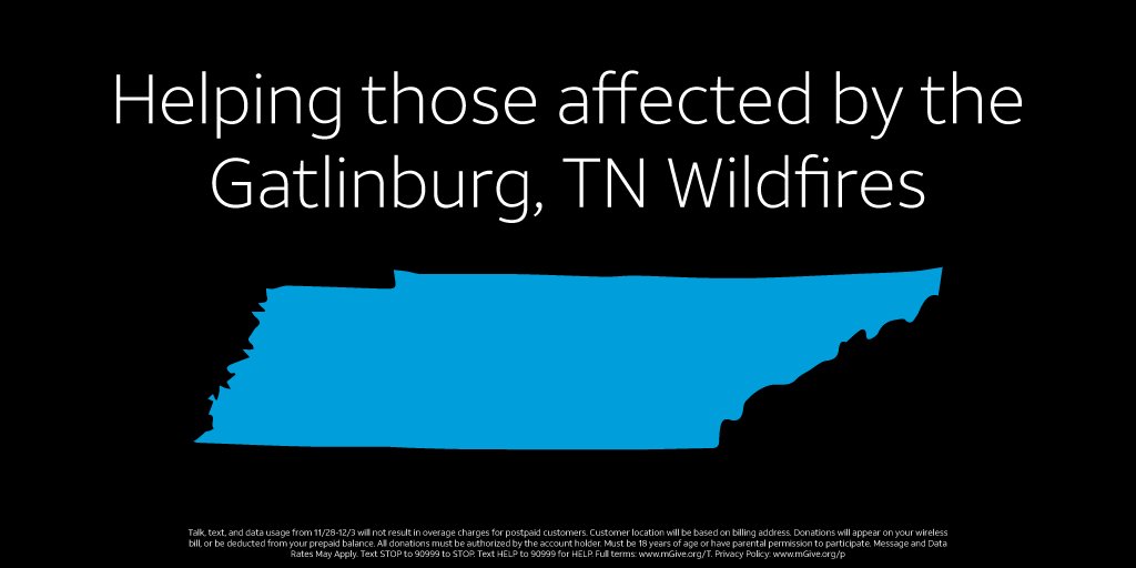 We are here for you Gatlinburg, TN. Info on waived data overages in affected areas from 11/28-12/3 + ways to support soc.att.com/2fM4iqy