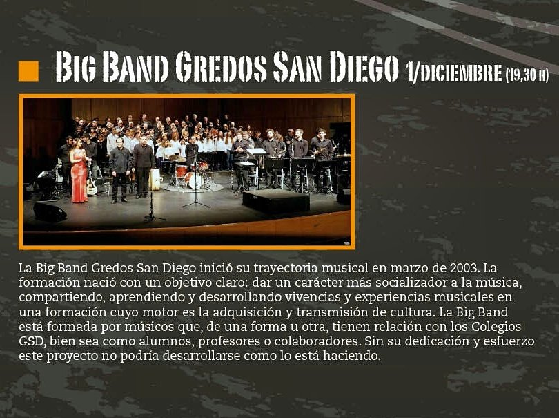 MorataJazz1_0's tweet photo. Este jueves @bigbandgsd llenarán el escenario de #CCElTorito en #morataJazz1_0 #moratalaz #Madrid #juevesdeJazz #jazz #swing ven, diviértete https://t.co/srqQI99lAu