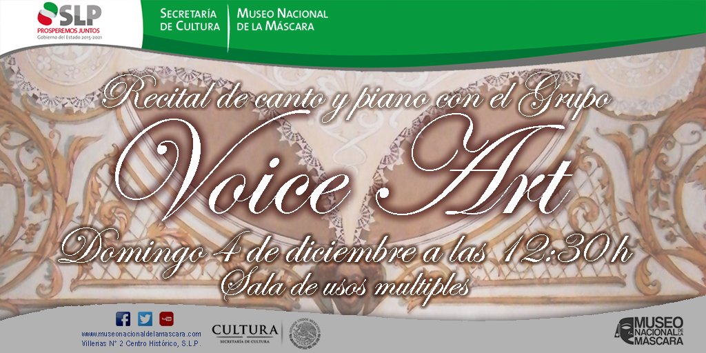 MuseoMascara's tweet photo. No te pierdas este Domingo 4 a las 12:30 del Recital de canto y piano con el Grupo: "Voice Art". https://t.co/YLDyZ24fOV