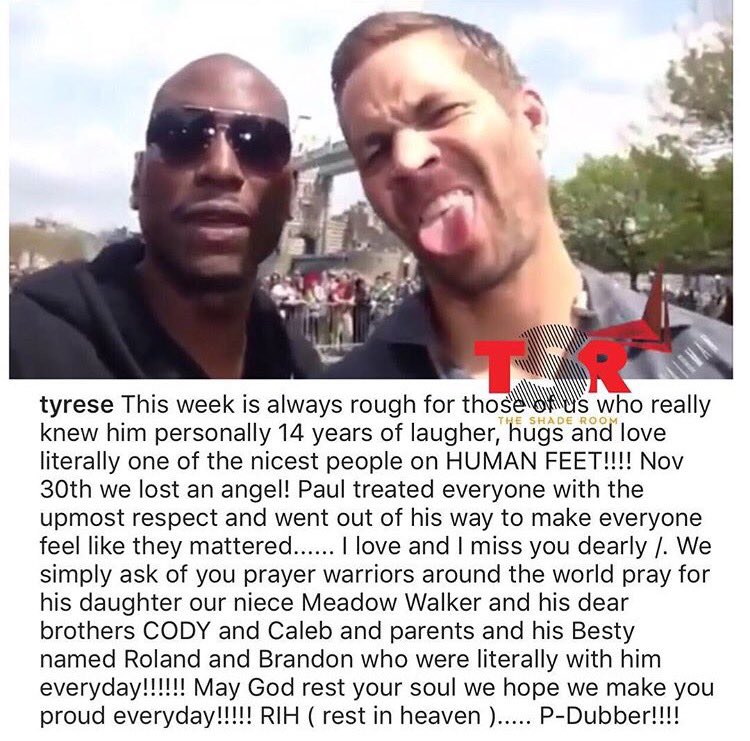 TheShadeRoom's tweet photo. #Tyrese remembers #PaulWalker #RIP https://t.co/0hqUEjAB2T
