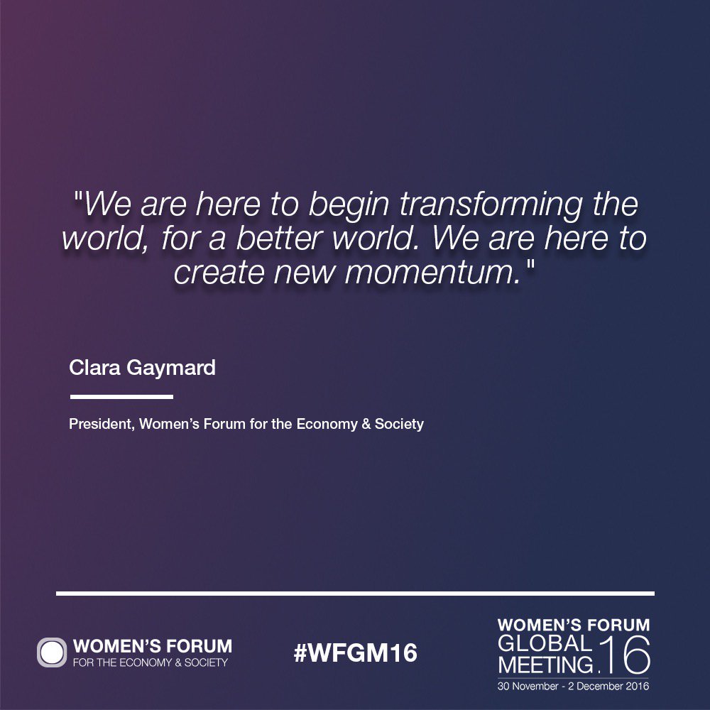 Womens_Forum's tweet photo. #keyquote @Clara_Gaymard openingspeech #WFGM16 https://t.co/vGB6hNfTW1