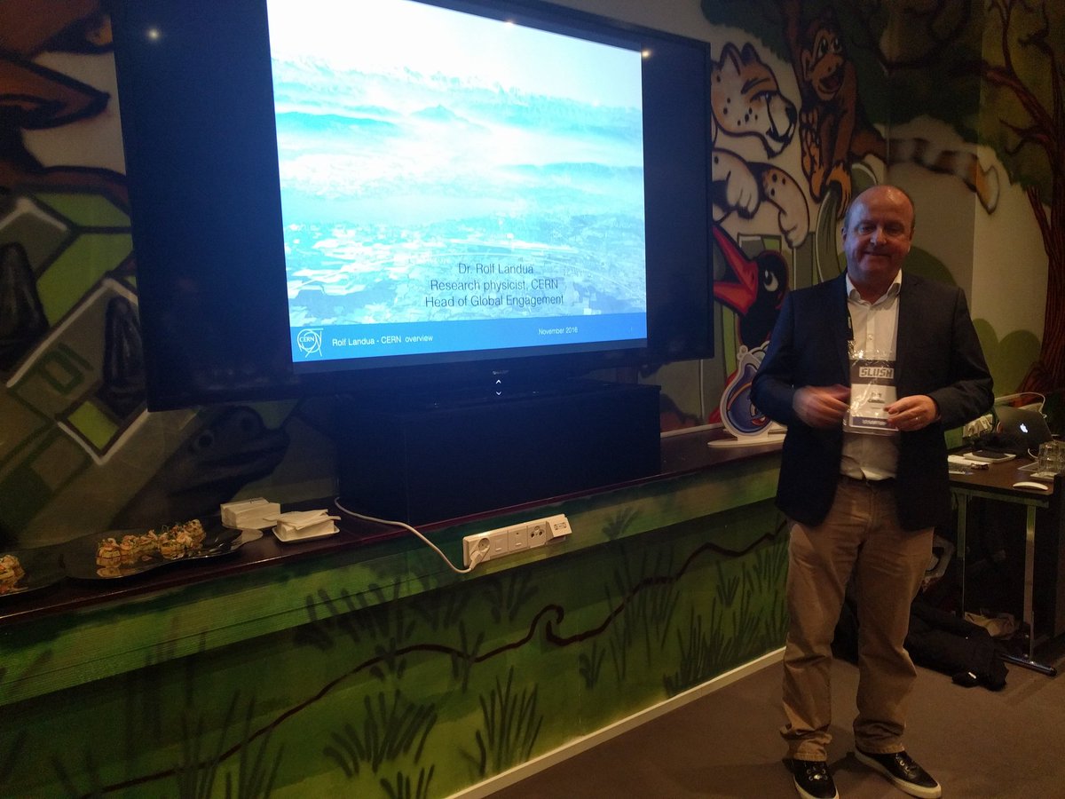 pvesterbacka's tweet photo. Rolf Landua from our fantastic partner CERN talking about the partnership with us at @LightneerInc to deliver #funlearninggames #slush16 https://t.co/tc9RBKwBiE