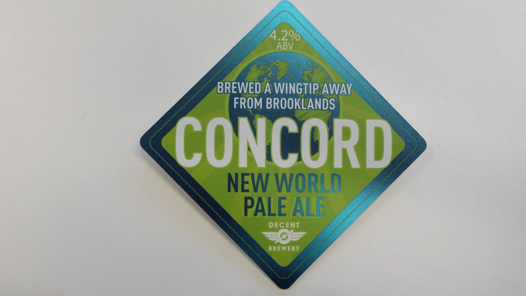Pump clips for our cask Concord are here. Artwork by <a href="/TonyBrannon/">Tony Brannon</a> #supersonic #flyinghigh #REALALE #CraftBeer #CAMRA