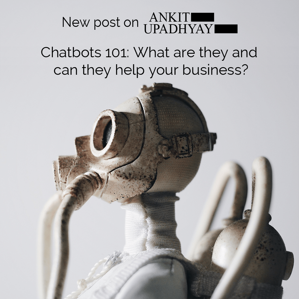 ankit_blog's tweet photo. Get a 101 on chatbots in our new blog post https://t.co/sMMntKwDLY 
 #AI #chatbots #messengers #automation #business #virtual #programming https://t.co/E0ejTrbLod