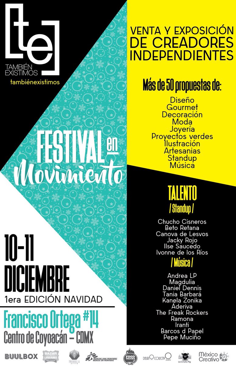 FoodtrucksDF's tweet photo. IncreΓbles propuestas de DiseΓ±o/Moda/ArtesanΓas/ Gourmet y mΓ‘s este 10 y 11 de diciembre en el #FestivalenMovimiento. #CoyoacΓ‘n #Tmbx #CDMX https://t.co/nQYbWY5JCm