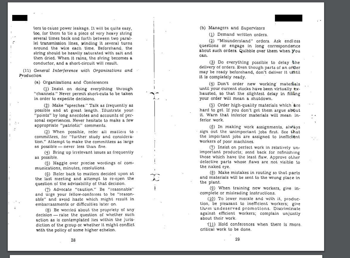 anthony_sennett's tweet photo. Declassified sabotage field manual reads like Tuesday afternoon. https://t.co/41AMgFuLZM https://t.co/cwsdyGBZre