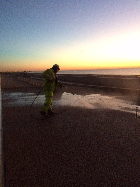 bmasbestos's tweet photo. Sunset Hosedown. No filter required for this end of the day on site at Rossall sea defences. Ongoing work for clients @balfourbeatty https://t.co/a5qluTEzHa