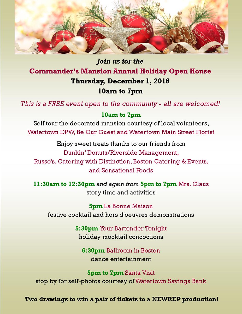 CMWatertown's tweet photo. Come get your holiday cheer on at the @CMWatertown Annual Holiday Open House - FREE event! https://t.co/VTj8XywIka