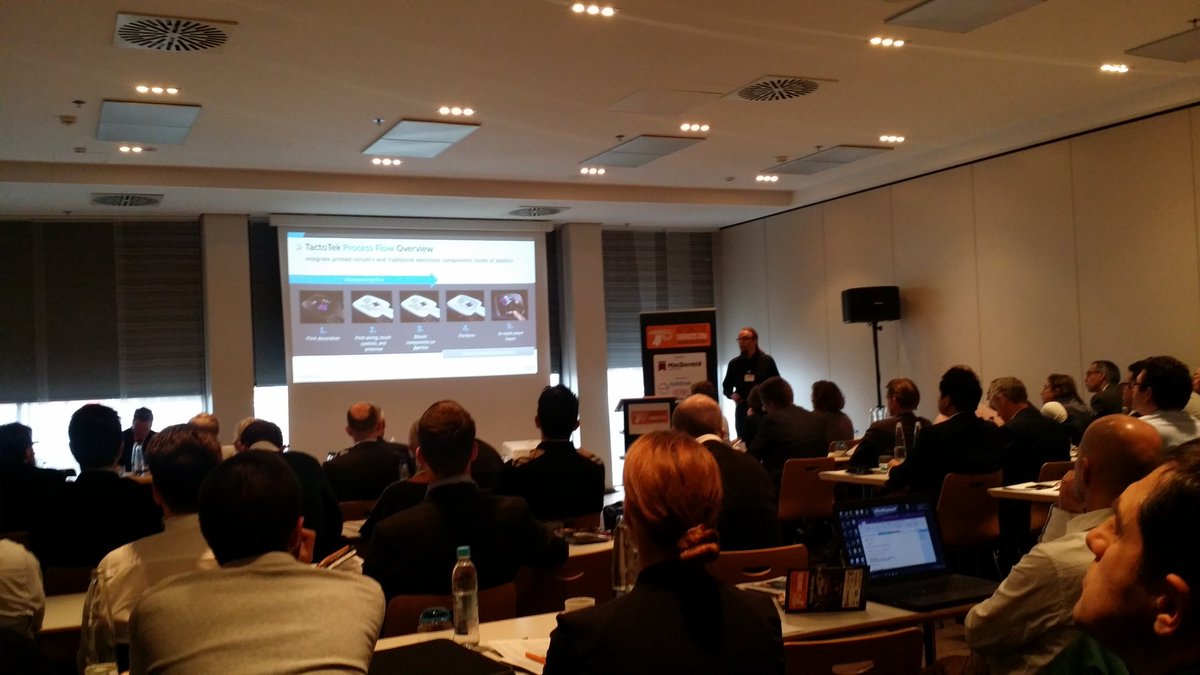 TactoTek's tweet photo. @TactoTek CTO &amp; Co-Founder Antti Keränen introducing #IMSE applications for #Automotive surfaces at #AS16Conf https://t.co/vYtTsCWeNt